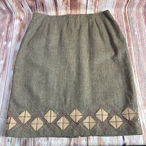 Ann Taylor Loft Size 10 Brown Wool Blend Lined Knee Length Pencil Skirt 29x21
